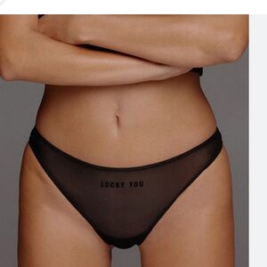 NWT Saint Sass Lucky You Mesh Brazilian Black Sheer Underwear L Panties